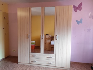 Kleiderschrank mit Spiegel, 2 Schubladen und Regalen. 4 türig Bild 4