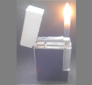 Luxus   Feuerzeug   der Linie-2   groß   Silber   schwarzer Lack Bild 1