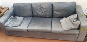 Leder-Relaxsessel COR 1-sitzer dunkelblau vintage mit Hocker wie das Sofa zur Abholung Bild 3