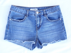 Kurze Hose Pimkie Gr. 32 blau Jeans Shorts Girls Reißverschluss 
