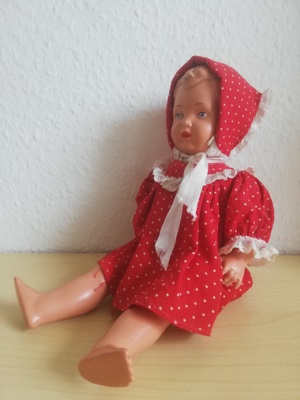 Schildkröt Puppe 29 Antik selten alt rar rotes Kleid Bild 4