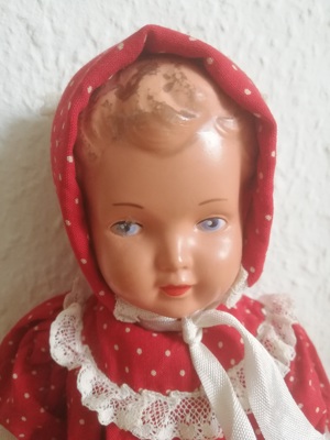 Schildkröt Puppe 29 Antik selten alt rar rotes Kleid Bild 2