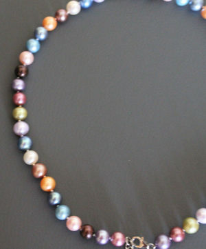 V Halskette Perlenkette multicolor Silber 925, 45 cm lang Verlängerung 4,5 cm kaum getragen Bild 2