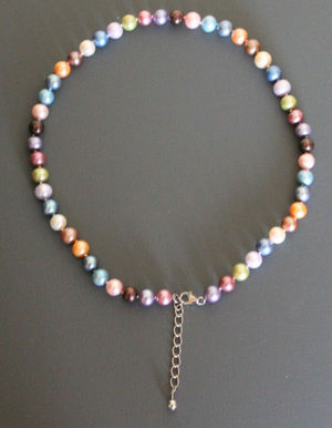 V Halskette Perlenkette multicolor Silber 925, 45 cm lang Verlängerung 4,5 cm kaum getragen Bild 1