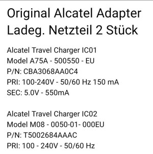 Original Alcatel Adapter Ladegeräte Netzteile  Bild 2