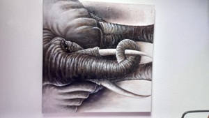 Wandbild Gemälde Elefant riesig handgemalt 100x100cm Bild Struktur Leinwand  Keilrahmen