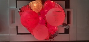 Deko Lichtschale (Blattform) mit 4 Lichtkugeln und 5 Herzen Bild 4