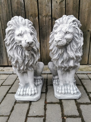 Steinfigur Löwenpaar Deko Gartenfigur  Bild 1