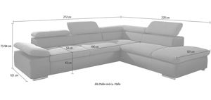 Ecksofa 272x226cm Schlaffunktion Grau Rechts Bettfunktion Couch Bild 6