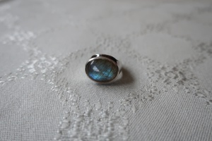 Labradorit Ring 925er Silber 16 X 12 mm ( Stein ) Größe 17 Madagaskar