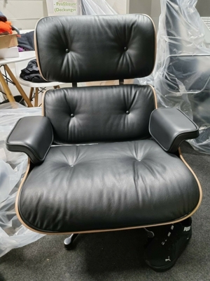 Lounge Chair XL + Ottomane Santos Palisander Leder schwarz Neu Bild 3