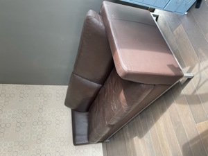 3er Sofa Leder dunkelbraun mit Metallgestell Bild 2