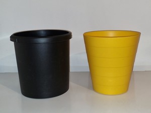 Papierkorb, schwarz + gelb, Papiereimer, Abfalleimer, Mülleimer Bild 1