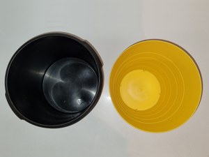 Papierkorb, schwarz + gelb, Papiereimer, Abfalleimer, Mülleimer Bild 3