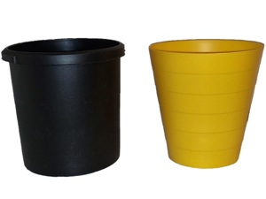 Papierkorb, schwarz + gelb, Papiereimer, Abfalleimer, Mülleimer Bild 2