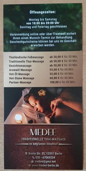 Medee Thaimassage in der Spandauer Altstadt - Massagen ab 30 Euro !! Bild 4