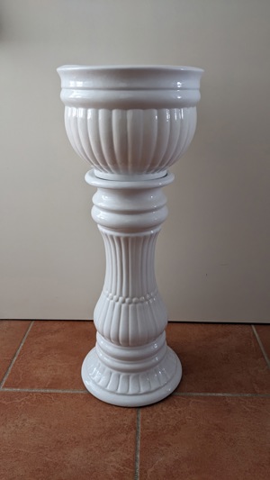 Blumensäule mit Topf Keramik Weiß  Bild 2