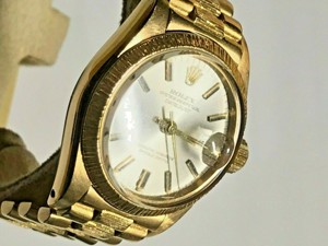 Rolex Lady Datejust 18 K Gold mit Präsidentenband Borke Bild 5