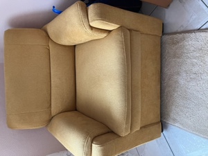 Couchgarnitur mit Sessel und Schlaffunktion in Currygelb Bild 4