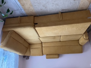 Couchgarnitur mit Sessel und Schlaffunktion in Currygelb Bild 2