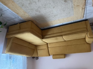 Couchgarnitur mit Sessel und Schlaffunktion in Currygelb Bild 1