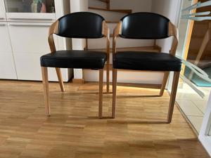 2 Stühle Echtholz und Leder Bild 2
