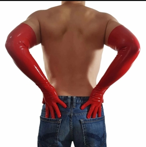 Latex Handschuhe lang schwarz oder rot Bild 3