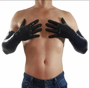 Latex Handschuhe lang schwarz oder rot Bild 4