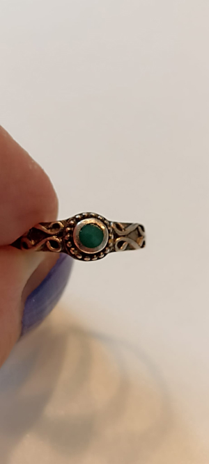 825 Silber-Antik-grüner Stein-Ring Bild 2