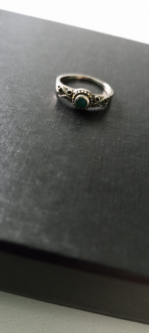 825 Silber-Antik-grüner Stein-Ring Bild 4