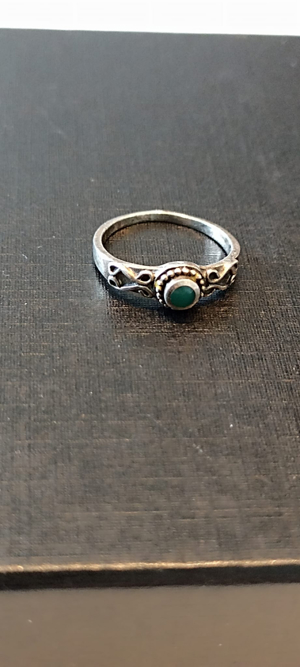 825 Silber-Antik-grüner Stein-Ring Bild 7