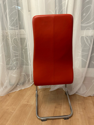 4 Esszimmerstühle, Leder, rot, Freischwinger Bild 3