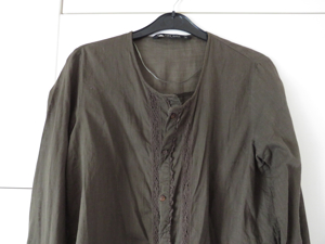 Damen Bluse Größe S von ZARA khaki mit Spitze Shirt  Hemd Bild 6