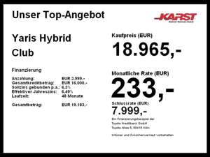 Toyota Yaris Hybrid Club Apple/Android SHZ AHK 16''Alu Bild 3