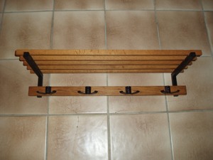 3-teiliges Garderobenset (Garderobe + Spiegel + Schirmständer) aus Echtholz und Metall Bild 2