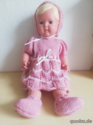 Schildkröt Puppe 46 49 Antik Zelluloid 40er Jahre rosa Kleid rar Bild 5