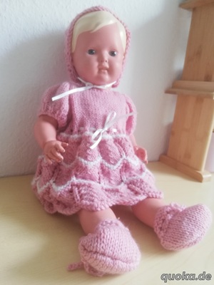 Schildkröt Puppe 46 49 Antik Zelluloid 40er Jahre rosa Kleid rar Bild 7