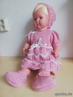 Schildkröt Puppe 46 49 Antik Zelluloid 40er Jahre rosa Kleid rar Bild 6