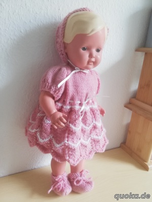 Schildkröt Puppe 46 49 Antik Zelluloid 40er Jahre rosa Kleid rar Bild 4