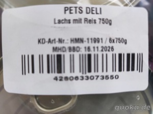 Pets Deli - SENSITIV Lachs mit Reis - Hunde Nassfutter - 4x 6er Pack je 750g - MDH 11 26 Bild 2