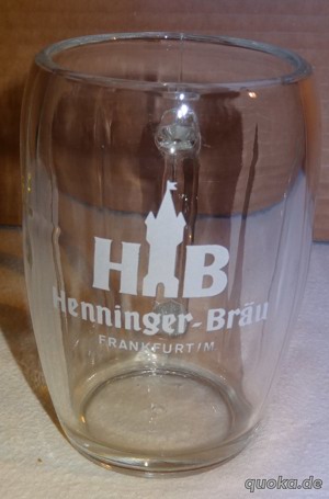H Bierglas Henninger Bräu Frankfurt  M Bierseidel Trinkglas 0,4l alt gut erhalten Sammlerglas Gebrau Bild 3