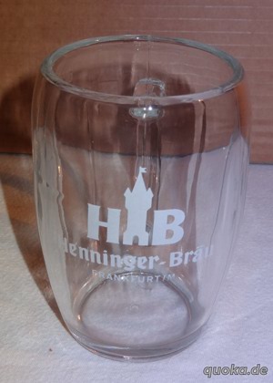 H Bierglas Henninger Bräu Frankfurt  M Bierseidel Trinkglas 0,4l alt gut erhalten Sammlerglas Gebrau Bild 2