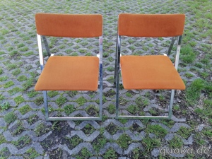 4 x Klappstuhl vintage Stühle cord  Chromgestell 70er  Bild 2