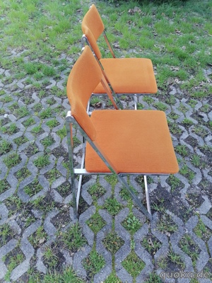 4 x Klappstuhl vintage Stühle cord  Chromgestell 70er  Bild 4
