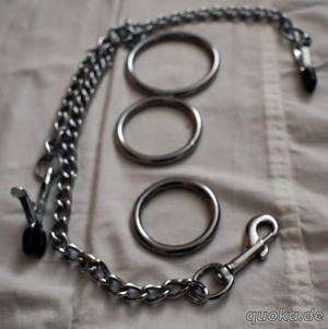 BDSM Spielzeug Nippelklemmen, Kette und Penissringe - Metall Bild 5