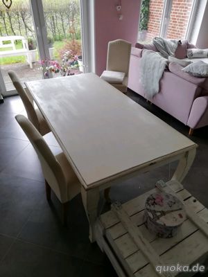 Esstisch Shabby Chic Holz Wohnzimmer Küche Möbel Tisch Weiß Vintage 180 cm  Bild 2