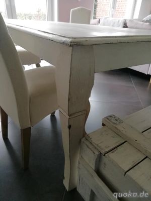 Esstisch Shabby Chic Holz Wohnzimmer Küche Möbel Tisch Weiß Vintage 180 cm  Bild 4