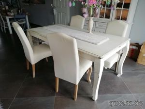 Esstisch Shabby Chic Holz Wohnzimmer Küche Möbel Tisch Weiß Vintage 180 cm  Bild 10