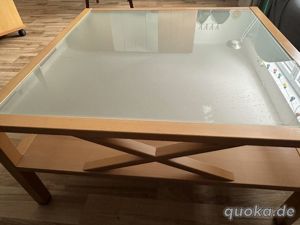 Holztisch mit Glasplatte (90 x 90cm) Bild 2