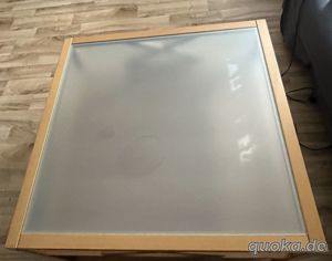 Holztisch mit Glasplatte (90 x 90cm) Bild 3